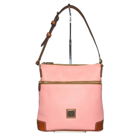 Dooney & Bourke Handbags - Dooney & Bourke Shoulder Bag Pebble Grain Leather Trim Pink Brown Purse Handbag